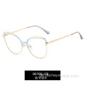 Neue Metall Anti-Blaulicht-Brille Damen komfortable Federbein Mode Brillengestell UV400 flache Linse